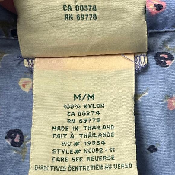 Vintage Northern Reflections Size Med Blue Floral Rain Jacket Hood Windbreaker - Picture 10 of 11